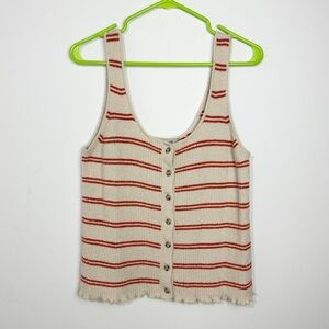 MADEWELL Kingston Button-front striped sweater tank Size Medium Ivory & Orange